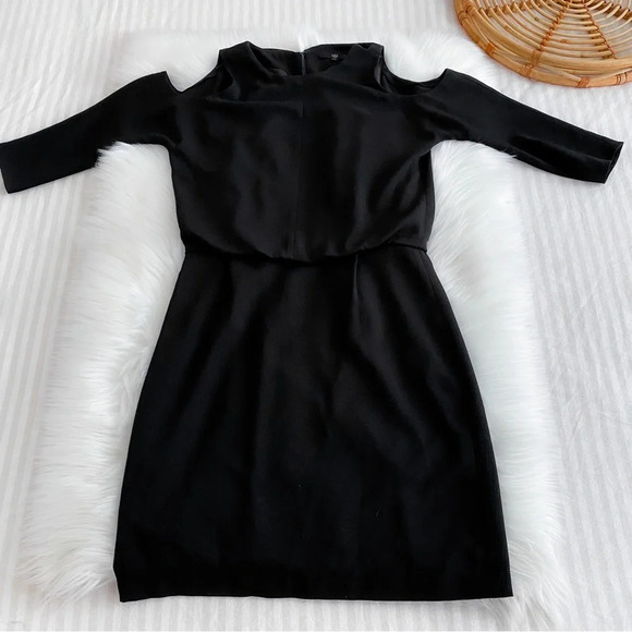 Tibi Savanna Cut Out Shoulder Mini Dress Black Cold Shoulders Sheath 2 - Picture 9 of 16